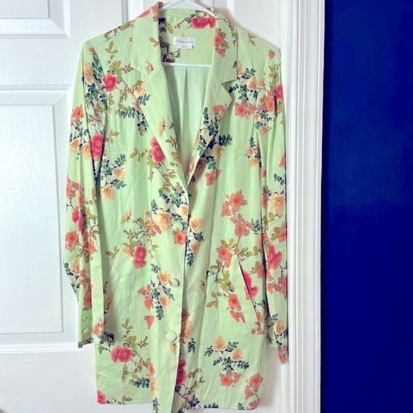 Women’s Lovers and Friends Mint Green Floral Tuxedo Blazer Dress Size Small - Picture 2 of 8
